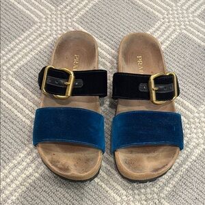 Prada - Double Strap Velvet Sandals
